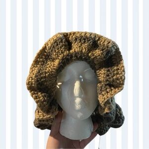 Chunky Crochet Brown and Tan Hat